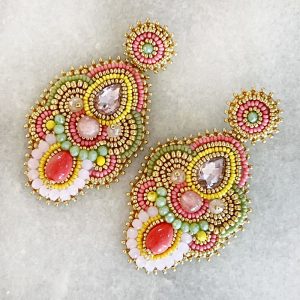 Handmade Lightweight Multicoloured Crystal Statement Earrings