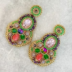 Handmade Lightweight Multicoloured Crystal Statement Earrings