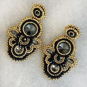 Handmade Lightweight Black Crystal Statement Earrings