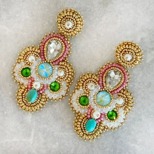 Handmade Lightweight Multicoloured Crystal Statement Earrings