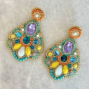 Handmade Lightweight Multicoloured Crystal Statement Earrings