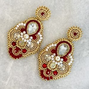 Handmade Lightweight Red Crystal Statement Earrings