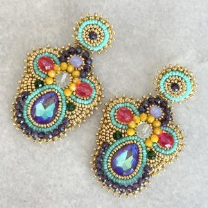 Handmade Lightweight Multicoloured Crystal Statement Earrings