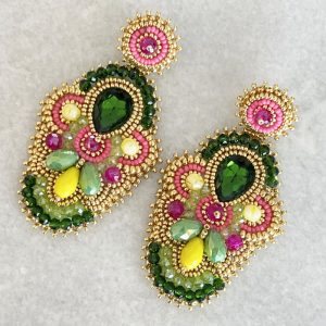 Handmade Lightweight Multicoloured Crystal Statement Earrings