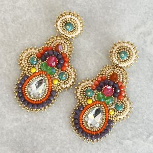 Handmade Lightweight Multicoloured Crystal Statement Earrings