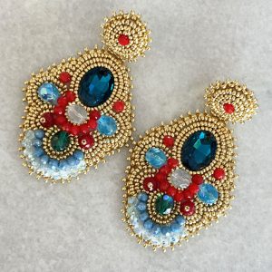 Handmade Lightweight Multicoloured Crystal Statement Earrings