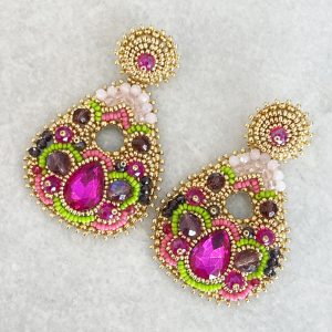 Handmade Lightweight Multicoloured Crystal Statement Earrings