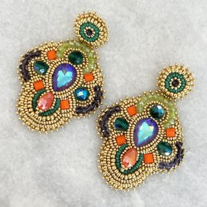 Handmade Lightweight Multicoloured Crystal Statement Earrings