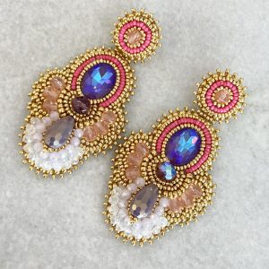 Handmade Lightweight Multicoloured Crystal Statement Earrings