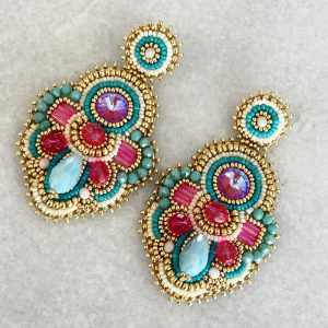 Handmade Lightweight Multicoloured Crystal Statement Earrings