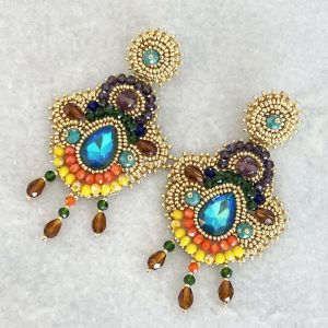 Handmade Lightweight Multicoloured Crystal Statement Earrings