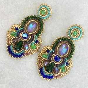 Handmade Lightweight Multicoloured Crystal Statement Earrings