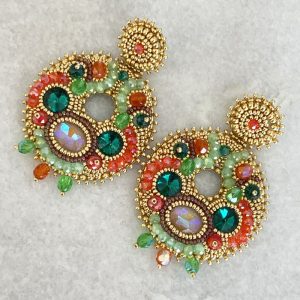 Handmade Lightweight Multicoloured Crystal Statement Earrings
