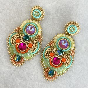 Handmade Lightweight Multicoloured Crystal Statement Earrings