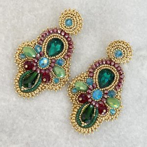Handmade Lightweight Multicoloured Crystal Statement Earrings