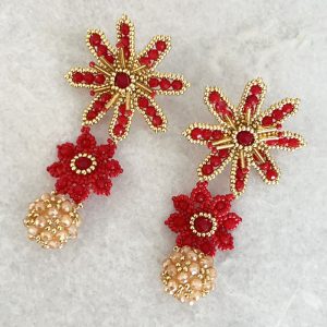 Handmade Lightweight Red Crystal Statement Earrings