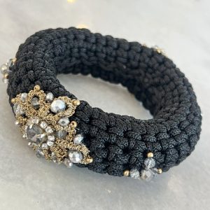 Handwoven Gold Crochet, Tatting And Embroidered Lightweight Crystal Statement Earrings Cuff