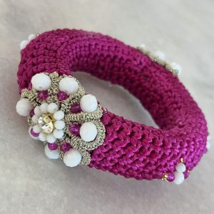 Handwoven Gold Crochet, Tatting And Embroidered Lightweight Crystal Statement Earrings Cuff
